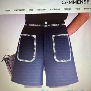 Commense Women's Dark Blue Jean Shorts with White Trim